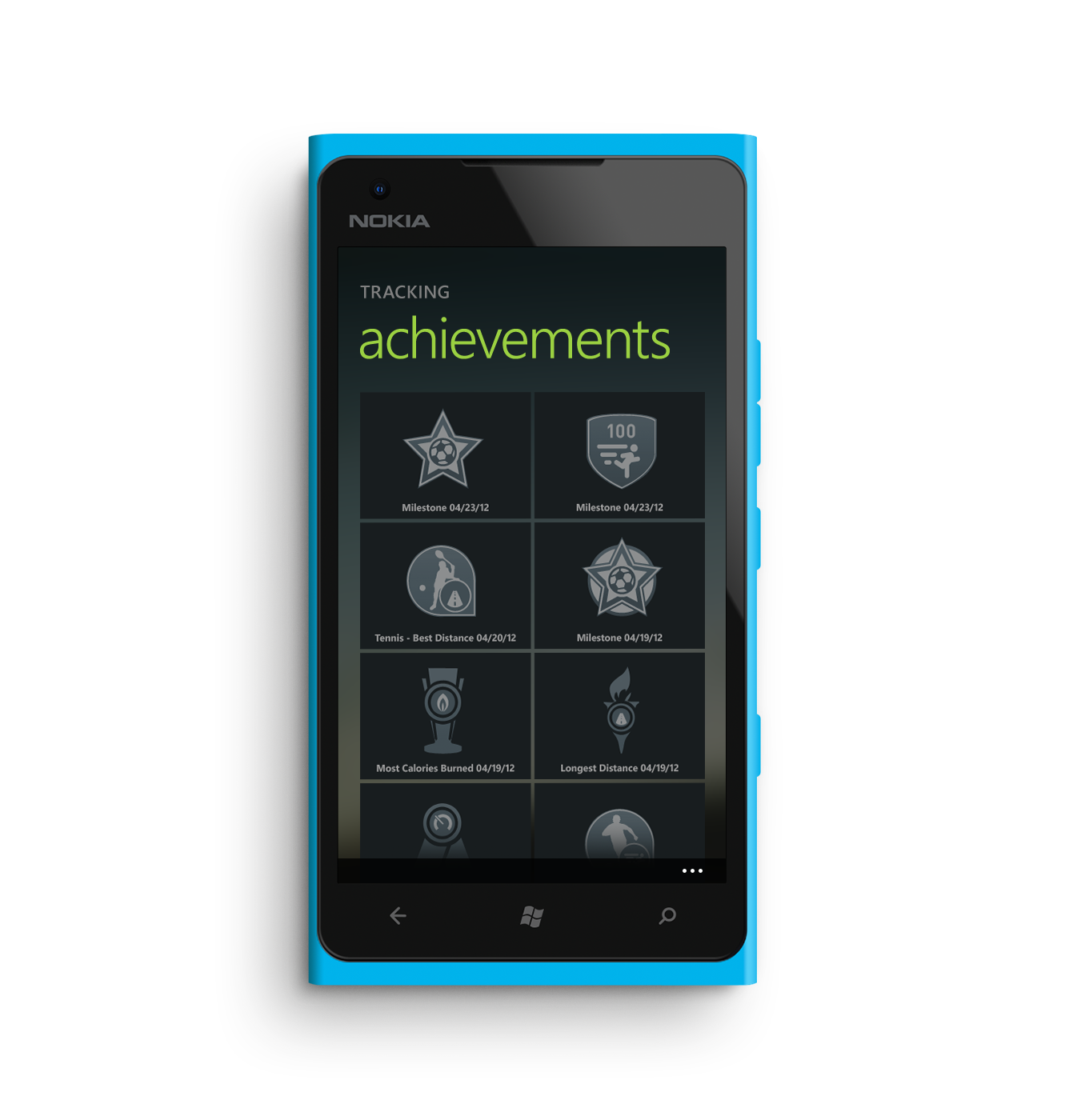 Nokia Adidas miCoach interface design Achievements