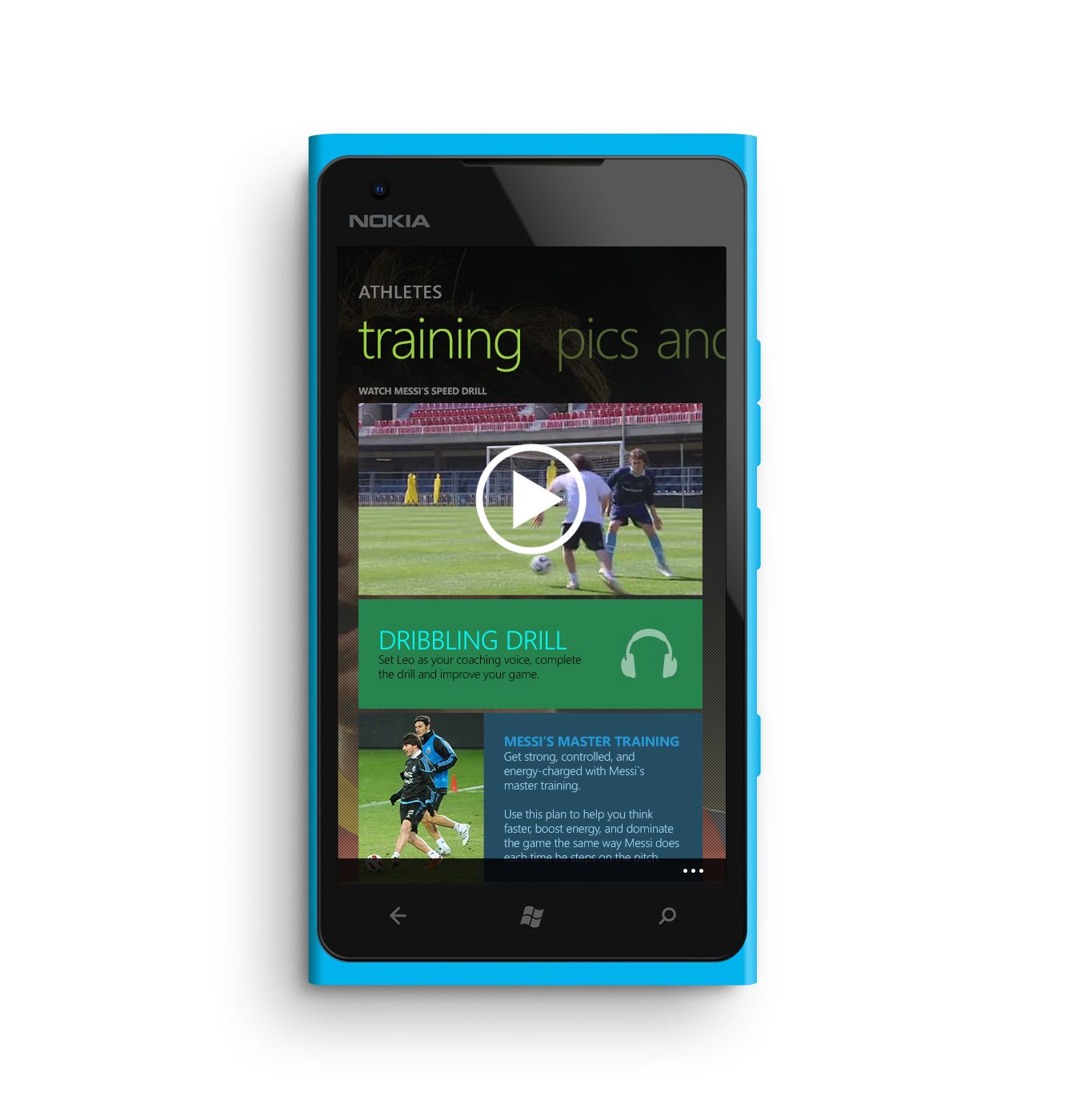 Nokia Adidas miCoach interface design Athletes - Training Lionel Messi