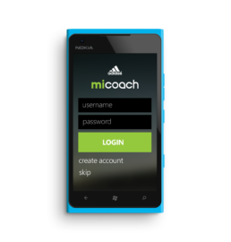 Nokia Adidas miCoach interface design Login