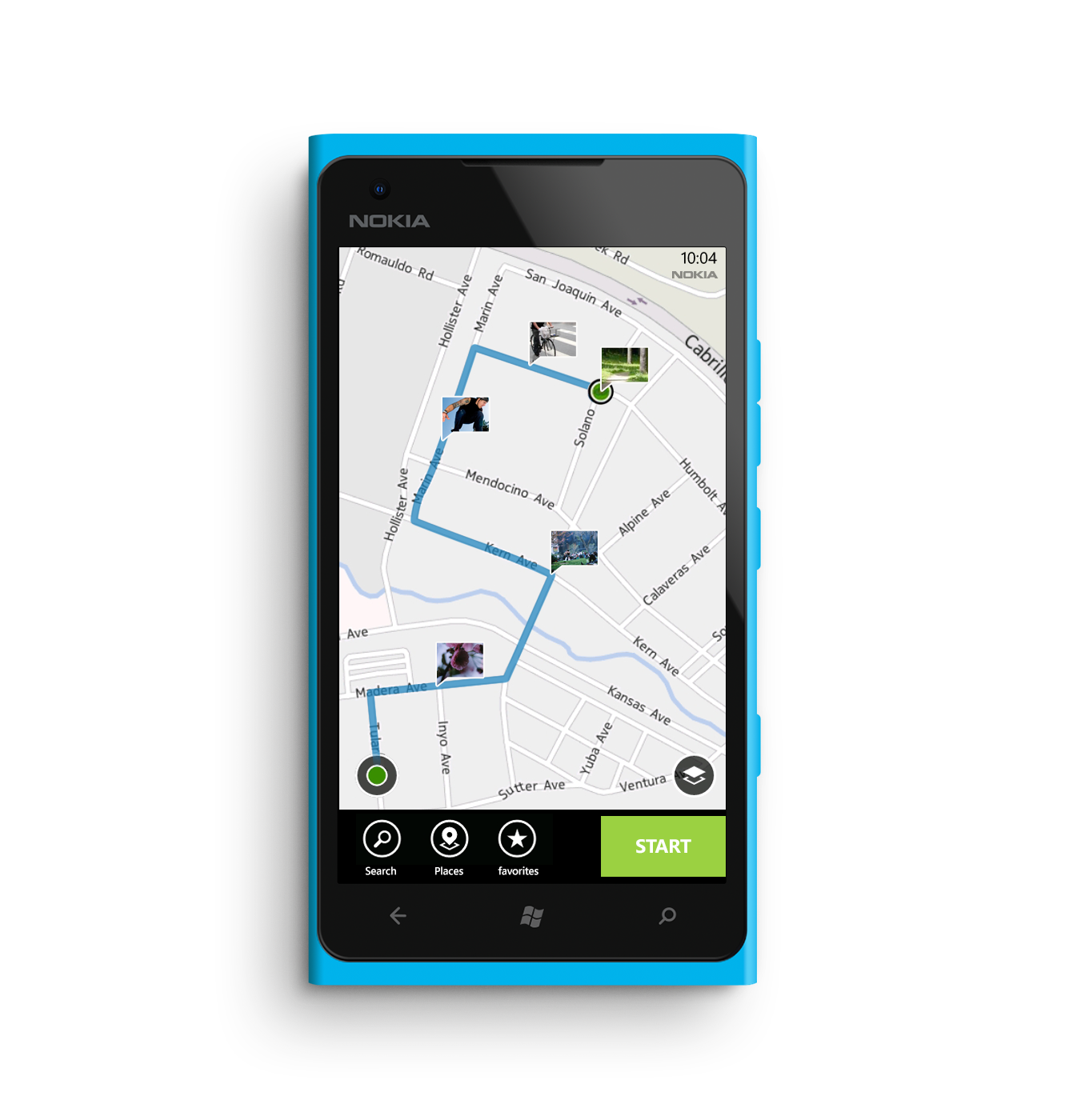 Nokia Adidas miCoach interface design My Routes Map