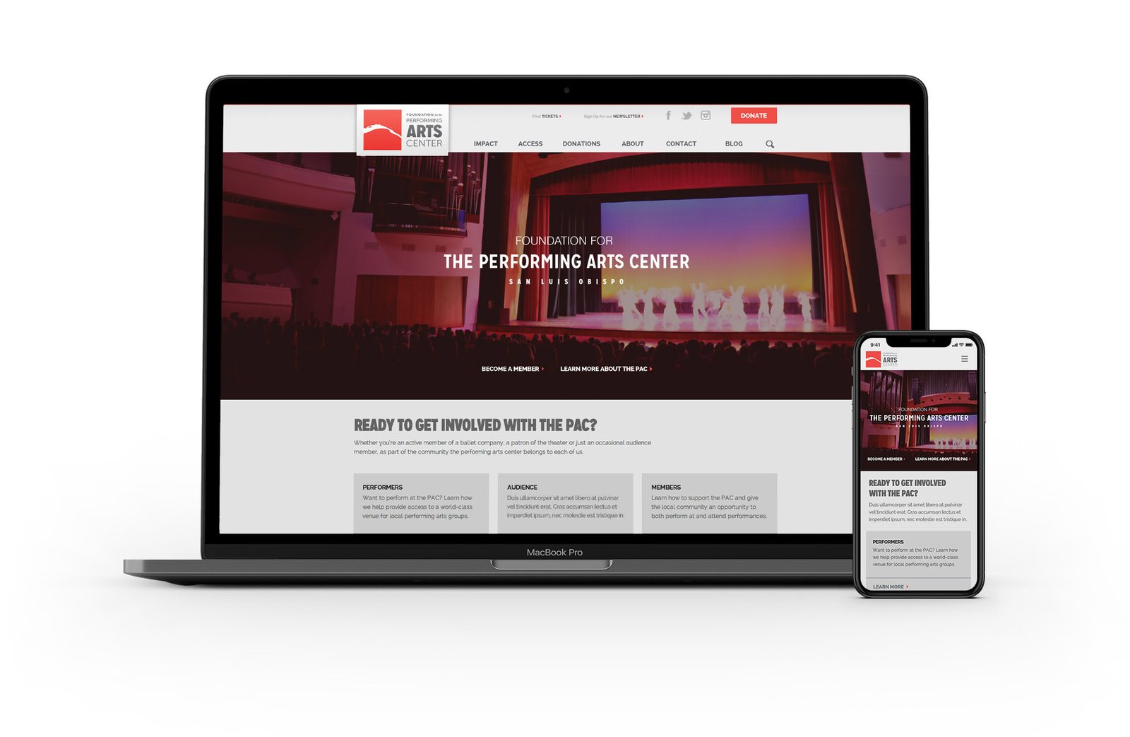 Foundation for the Performing Arts Center San Luis Obispo responsive website design
