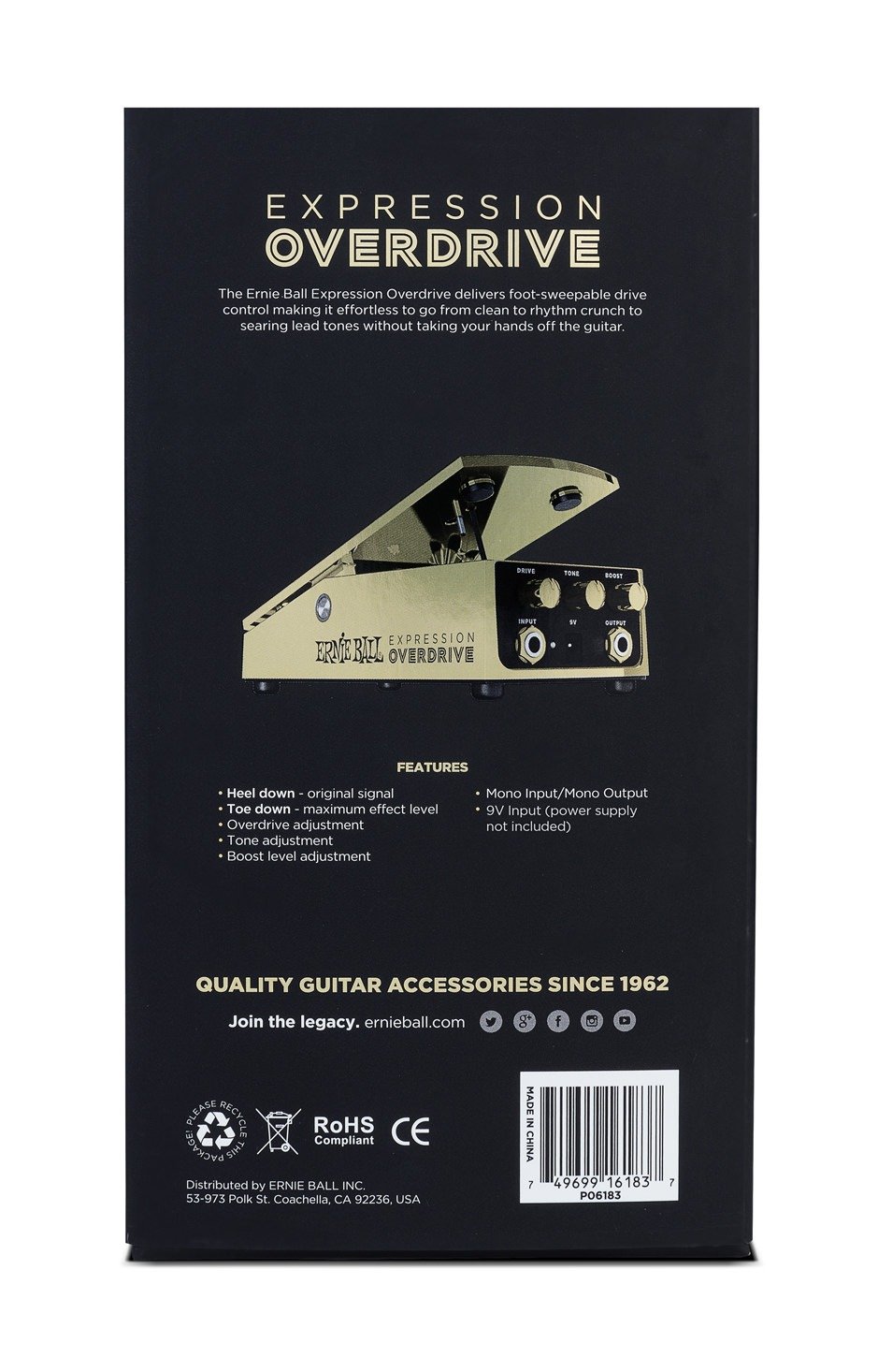 Ernie Ball Accessories Expression Pedals Expression Overdrive Packaging - Back